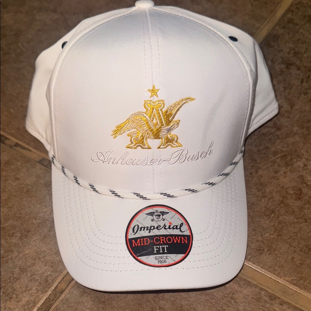Anheuser Busch vintage golf eagle hat NWT white gold